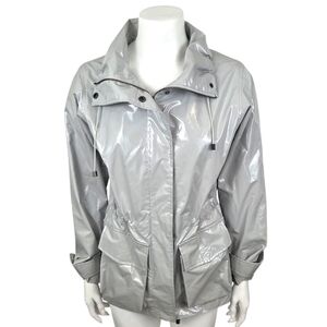 Jane Post Rain Slicker Rain Jacket Coat Womens XS Gray Minimalist Designer